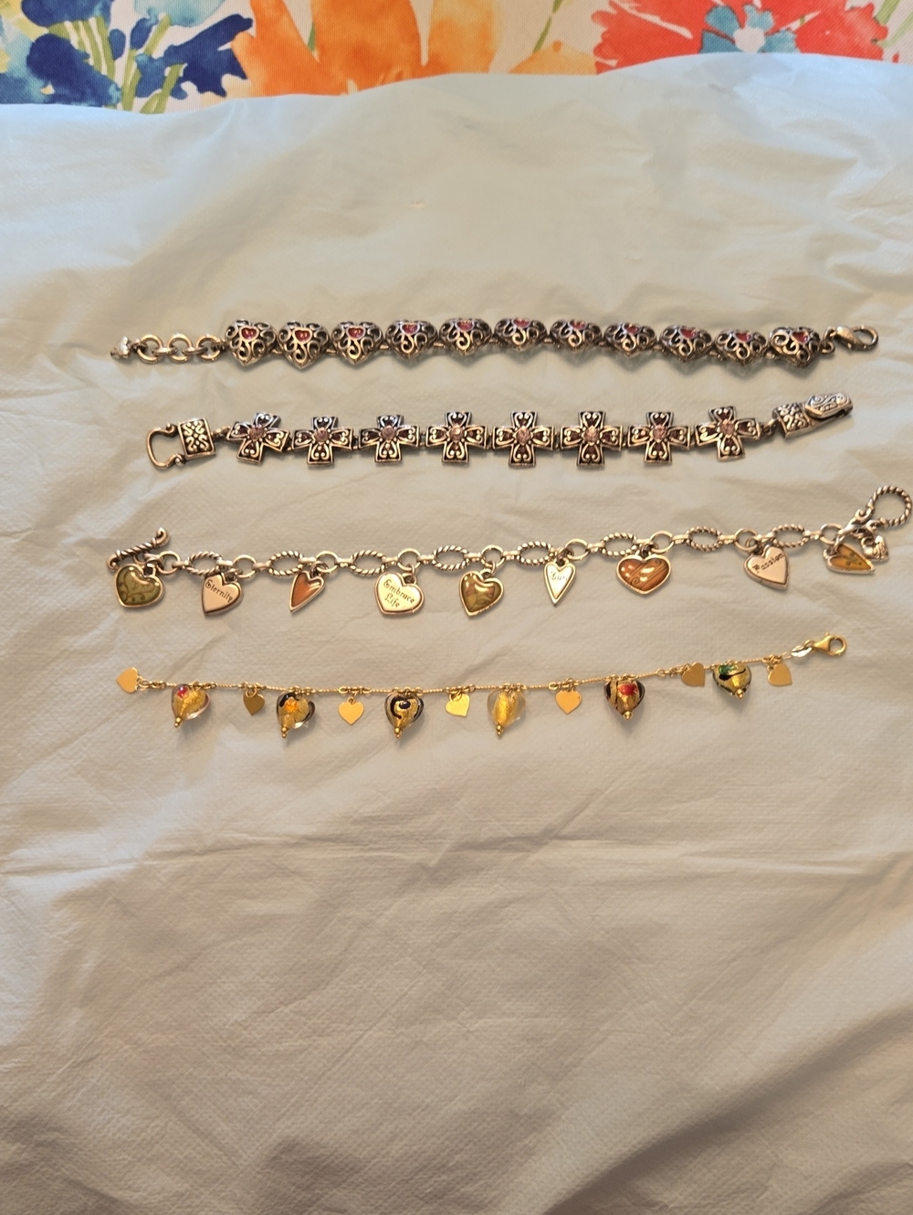 Gold Tone Heart Charm Bracelet - Women's Jewelry